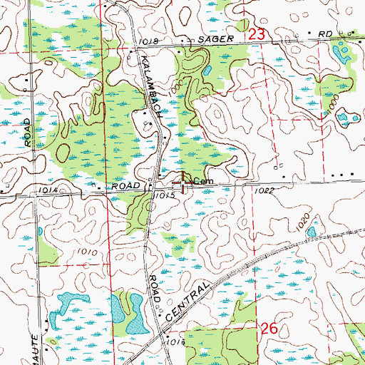 Topographic Map of Saint John's Cemetery, MI