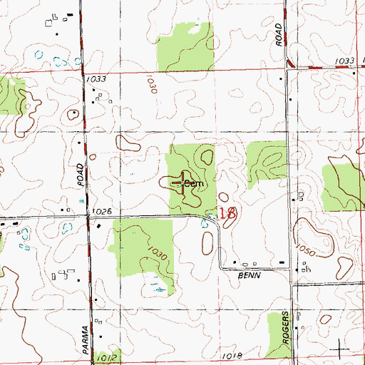 Topographic Map of Upton Cemetery, MI