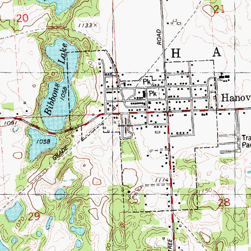 Topographic Map of Hanover Cemetery, MI