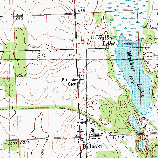 Topographic Map of Pulaski Cemetery, MI