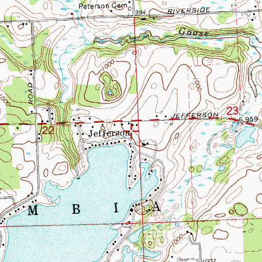 Topographic Map of Jefferson Cemetery, MI