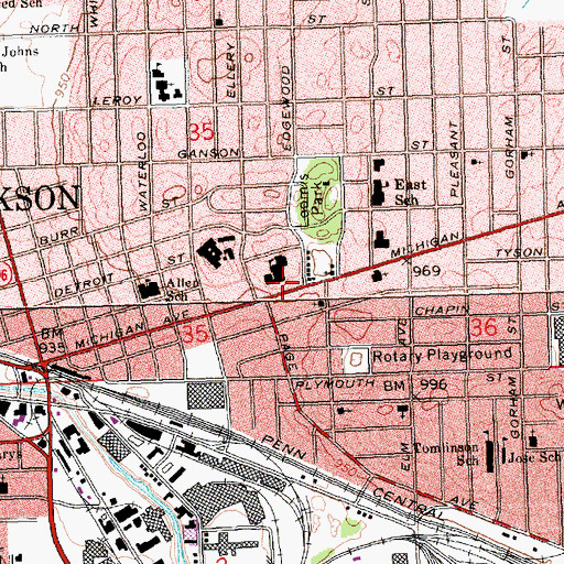 Topographic Map of East Main Street Cemetery, MI