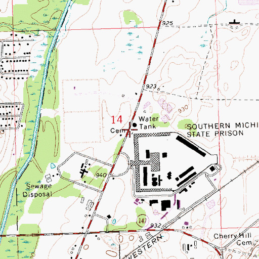 Topographic Map of Blackman Cemetery, MI