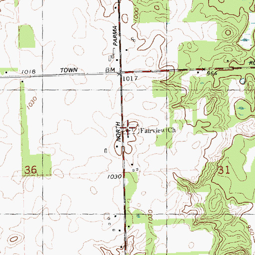 Topographic Map of Fairview Cemetery, MI