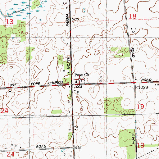 Topographic Map of Pope Cemetery, MI