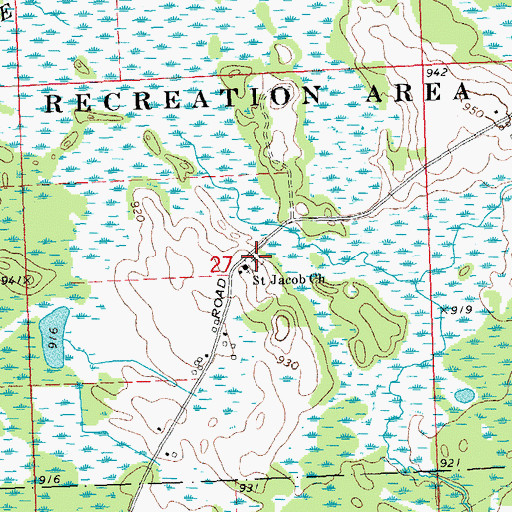 Topographic Map of Saint Jacob's German Lutheran Cemetery, MI
