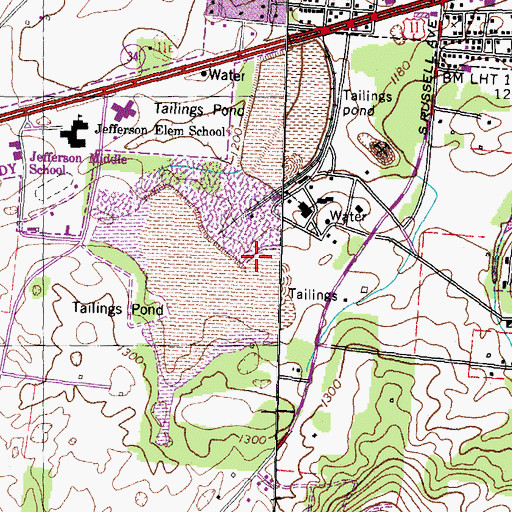 Topographic Map of Davis-Bible Zinc Mine, TN