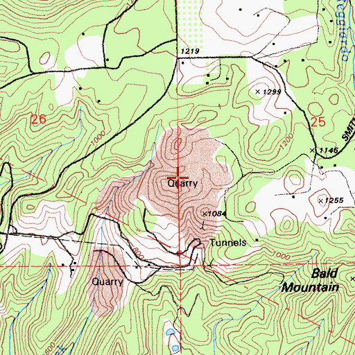Topographic Map of Bonny Doon Limestone Quarry, CA
