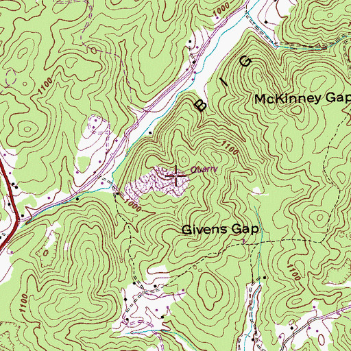 Topographic Map of Mount Vernon Quarry, TN