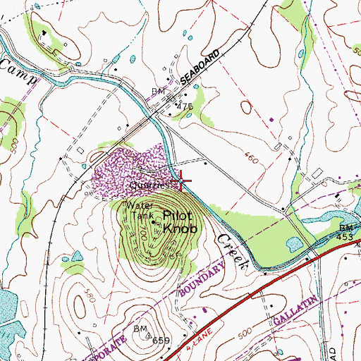 Topographic Map of Pilot Knob Quarry, TN