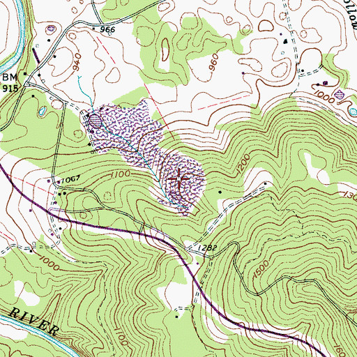 Topographic Map of McMinnville Quarry, TN