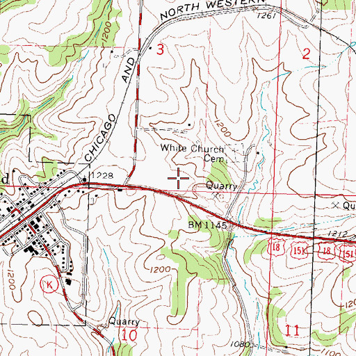 Topographic Map of Barnveld Quarry, WI