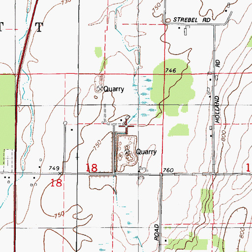 Topographic Map of Bay Settlement Quarry, WI