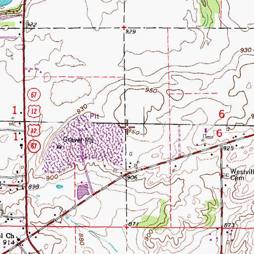 Topographic Map of Paddock Pit, WI