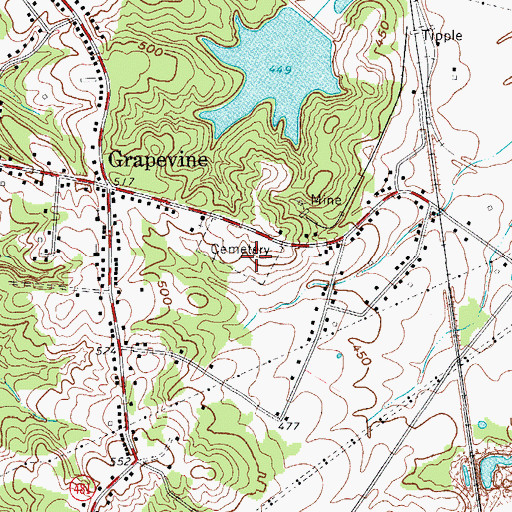 Topographic Map of Grapevine Cemetery, KY