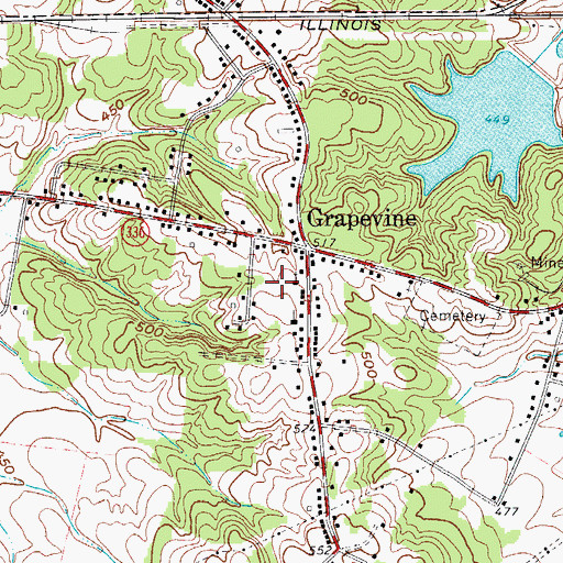 Topographic Map of Grapevine Baptist Church, KY