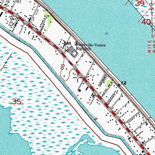 Topographic Map of Boothville Census Designated Place, LA