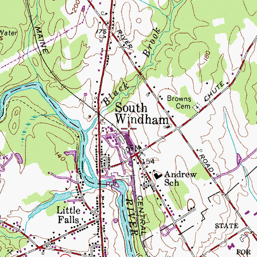 Topographic Map of South Windham Census Designated Place, ME