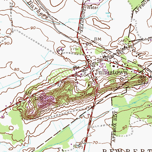 Topographic Map of Juliustown Census Designated Place, NJ