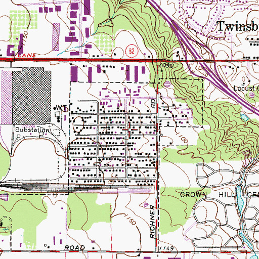 Topographic Map of Twinsburg Heights Census Designated Place, OH