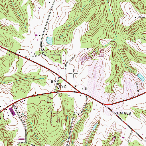 Topographic Map of Carrigan Farms, NC