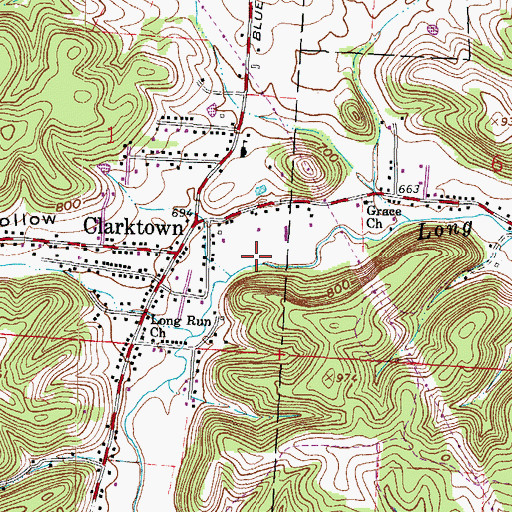 Topographic Map of Clarktown Census Designated Place, OH