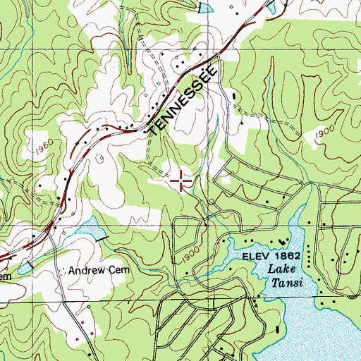 Topographic Map of Eller and Tuttle Quarry, TN