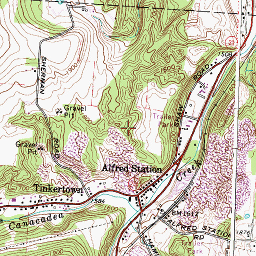 Topographic Map of Alfred Pit, NY