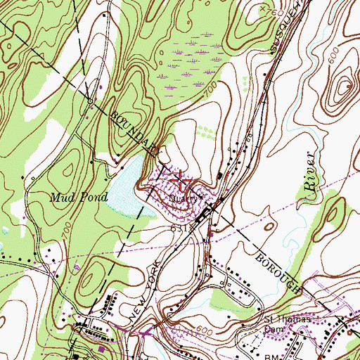 Topographic Map of Franklin Quarry, NJ