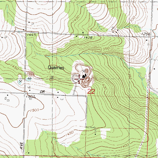 Topographic Map of Ruby Red Quarry, WI