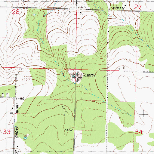 Topographic Map of Red Granite Quarry, WI