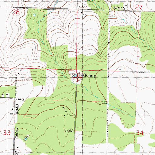 Topographic Map of Red Granite Quarry, WI