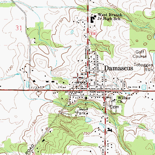 Topographic Map of Damascus Wastewater Treatment Plant, OH