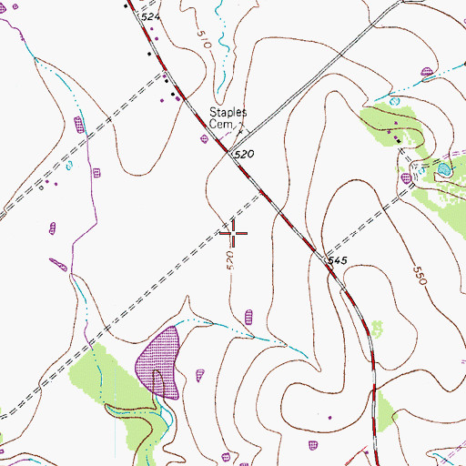 Topographic Map of City of Staples, TX
