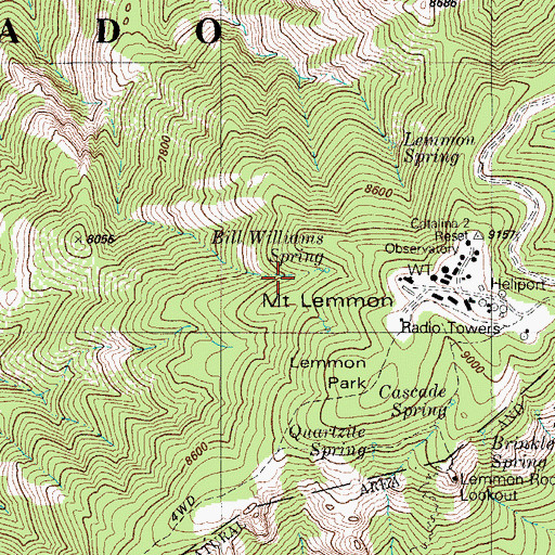 Topographic Map of Bill Williams Spring, AZ