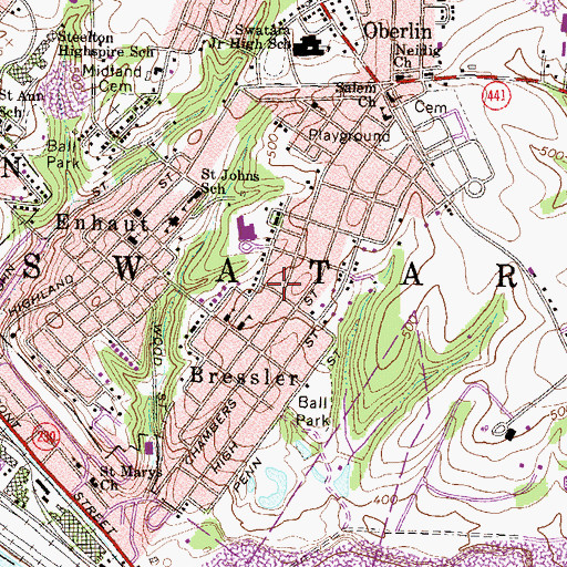 Topographic Map of Bressler Census Designated Place, PA