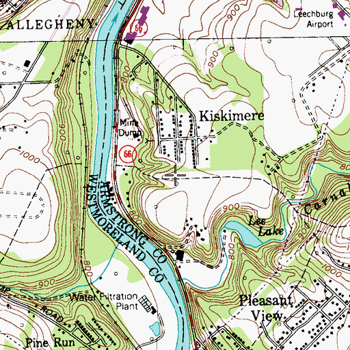 Topographic Map of Kiskimere Census Designated Place, PA