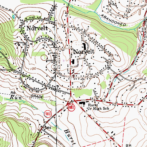 Topographic Map of Norvelt Census Designated Place, PA