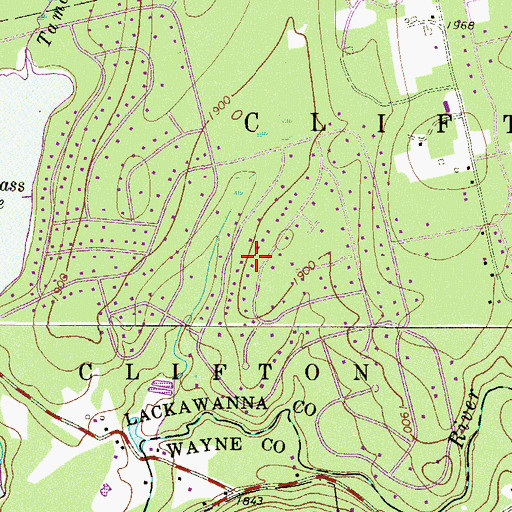 Topographic Map of Big Bass Lake Census Designated Place, PA