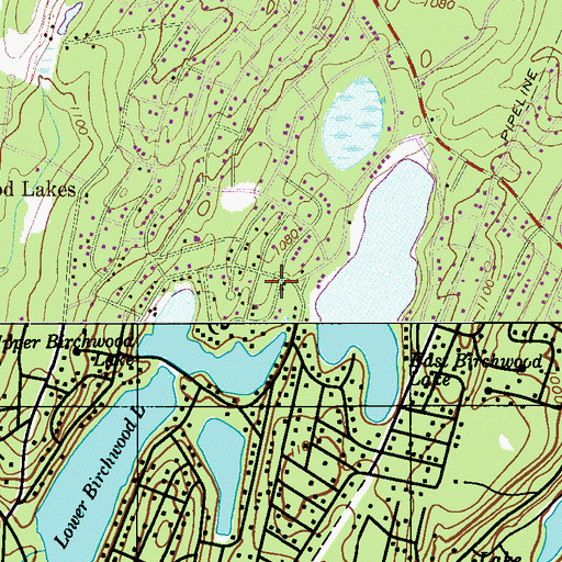 Topographic Map of Birchwood Lakes Census Designated Place, PA