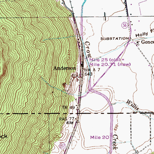 Topographic Map of Anderson Quarry, TN