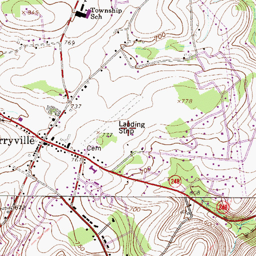 Topographic Map of Cherryville Census Designated Place, PA