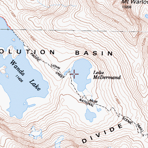 Topographic Map of Lake McDermand, CA