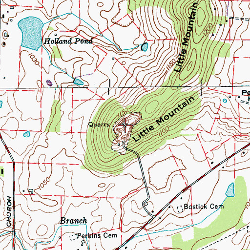 Topographic Map of Bostick Quarry, TN