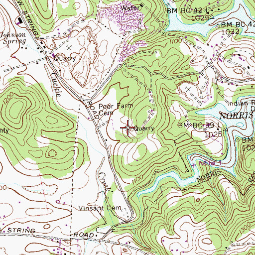 Topographic Map of Campbell County Highway Department Quarry, TN