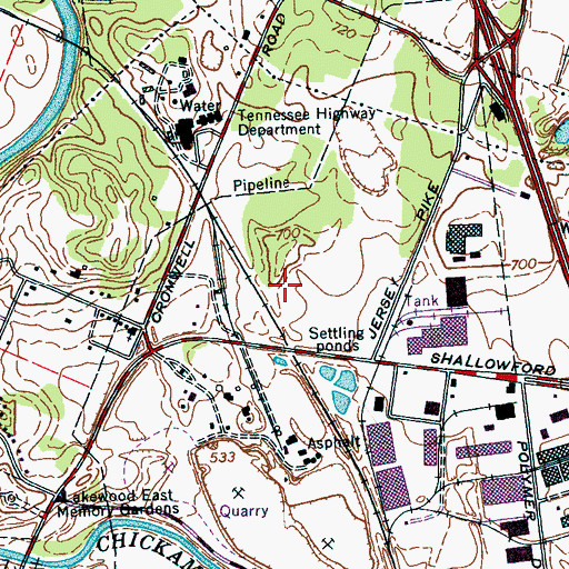 Topographic Map of Chattanooga Quarry, TN