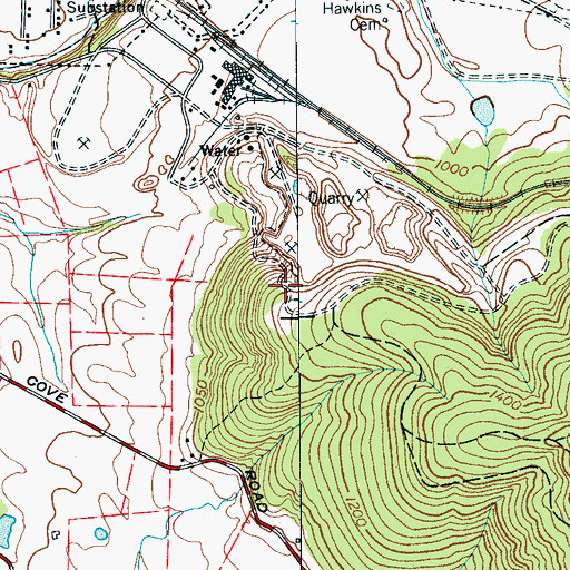 Topographic Map of Cowan Quarry, TN