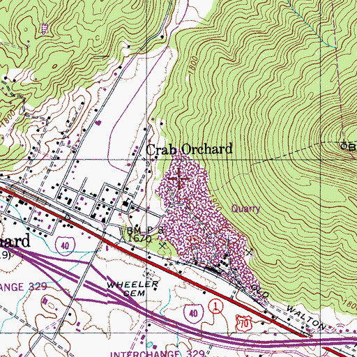 Topographic Map of Cumberland County Highway Department Quarry, TN