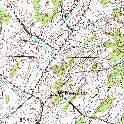 Topographic Map of Dillow Quarry, TN
