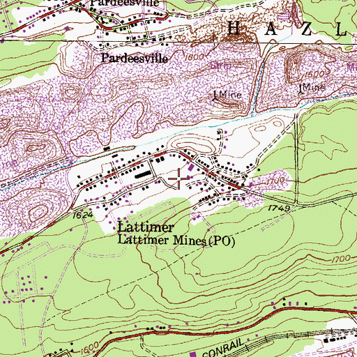 Topographic Map of Lattimer Census Designated Place, PA